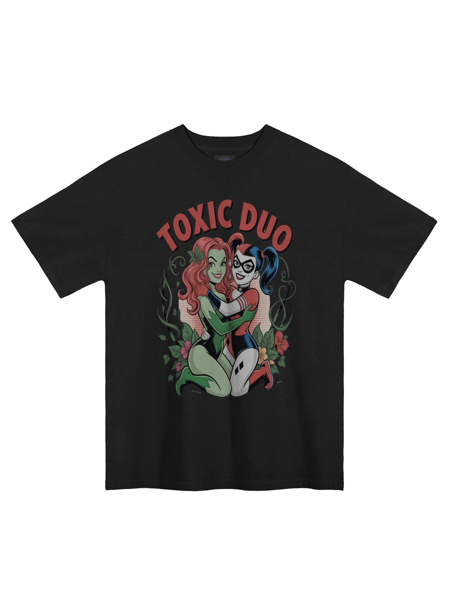 Venomous Vines: Poison Ivy & Harley Quinn Toxic Duo Oversized Faded T-Shirt product image (3)