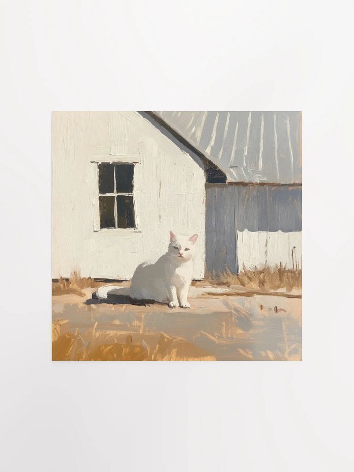 Modern Farmhouse: White Cat Art Print product image (1)