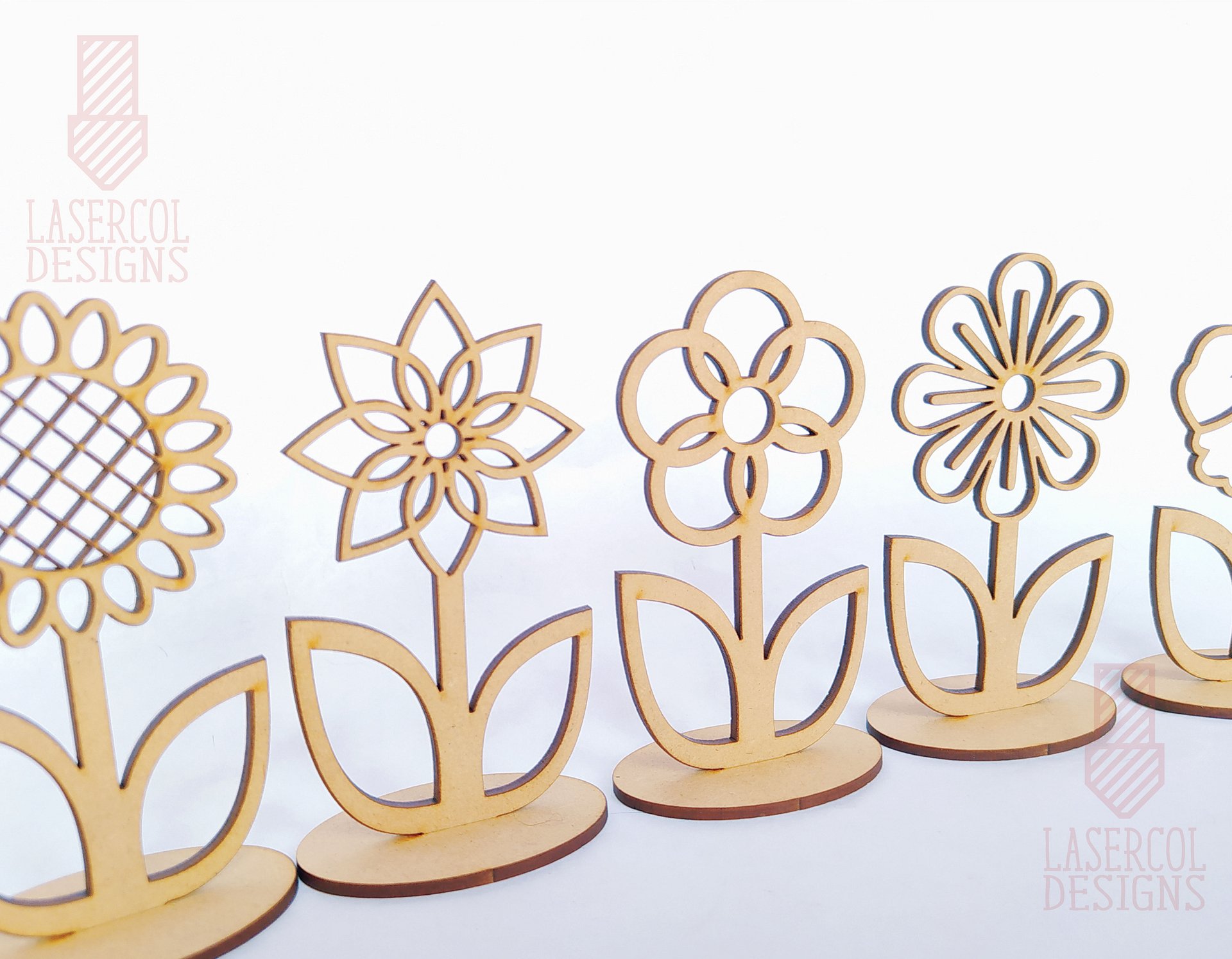 Flowers - Set 2 - (Two Sizes, Five Styles) - Laser Cut Files product image (4)