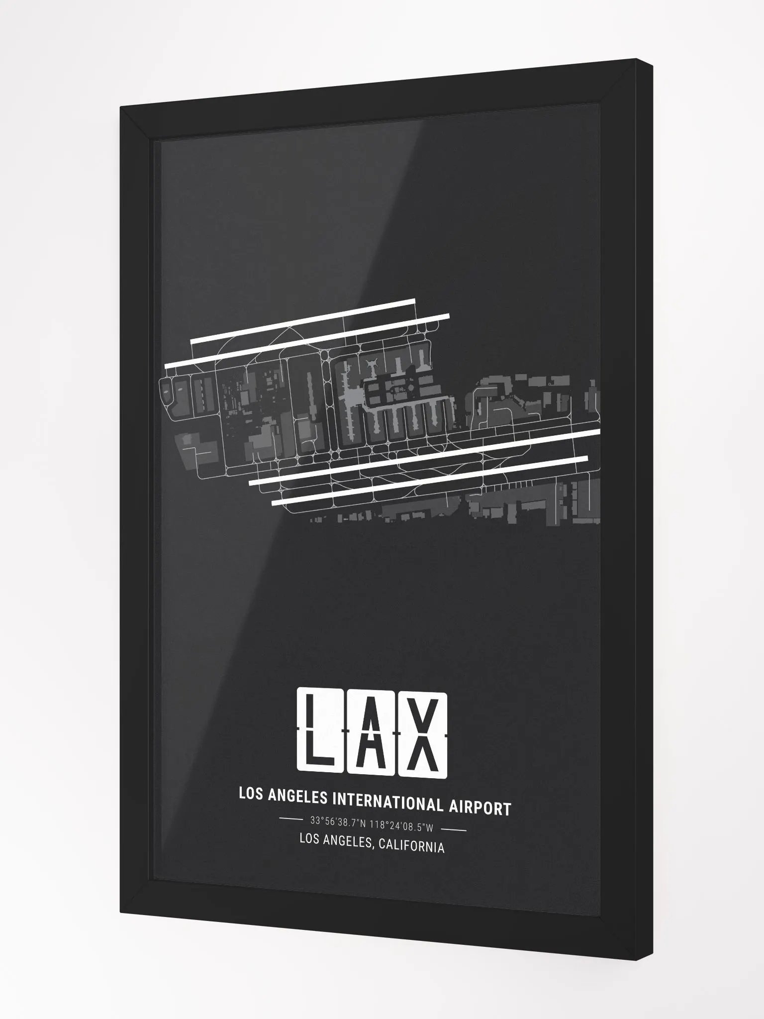 Framed Airport LAX Premium Map On Matt Paper product image (2)
