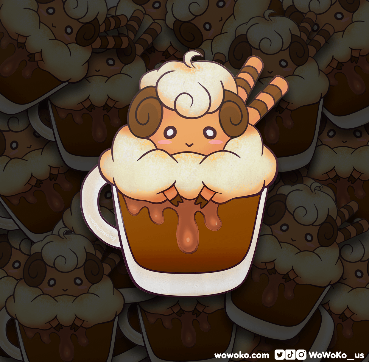 Zodiac Drink - Cappuccino Lamb w/ Coffee Cookie Sticks - Sticker product image (3)