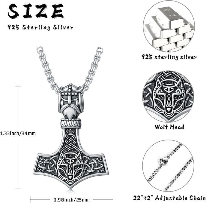 Forged In Valhalla® Thor’s Hammer Viking Necklace – 925 Sterling Silver Pendant for Men product image (3)