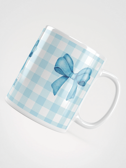 Mug Blanc Vichy Bleu Revisité à Message - Tendresse - Cadeau Poétique product image (4)