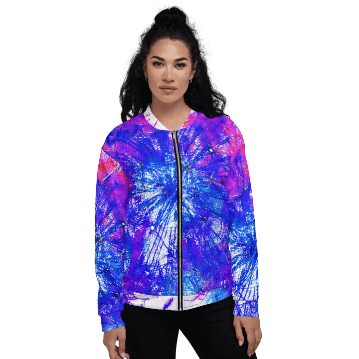 Abstract Bright Neon Dandelion Seeds Unisex Bomber Jacket product image (1)