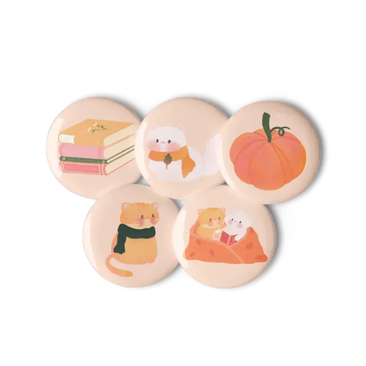 Cozy Fall with Cats Button Pins Set product image (2)