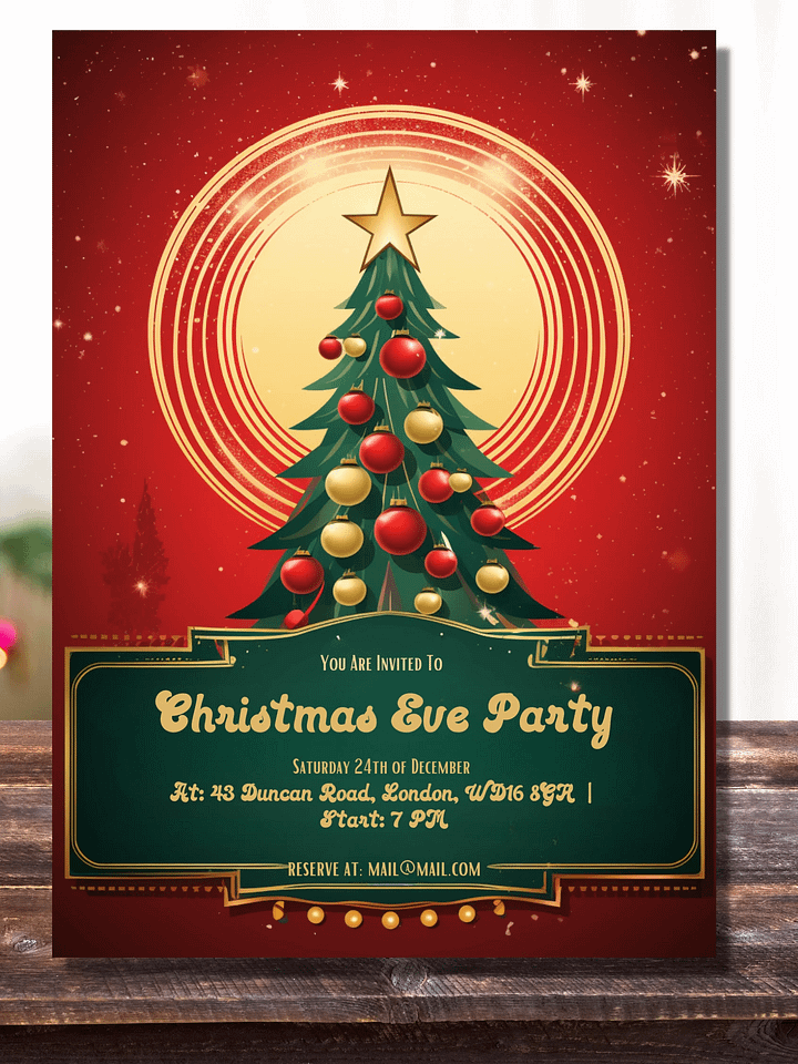 Editable Christmas Eve Party Invitation -Retro Style Colours- Edit in Canva- Christmas Party Printable- Holiday Party Invitation Template product image (2)