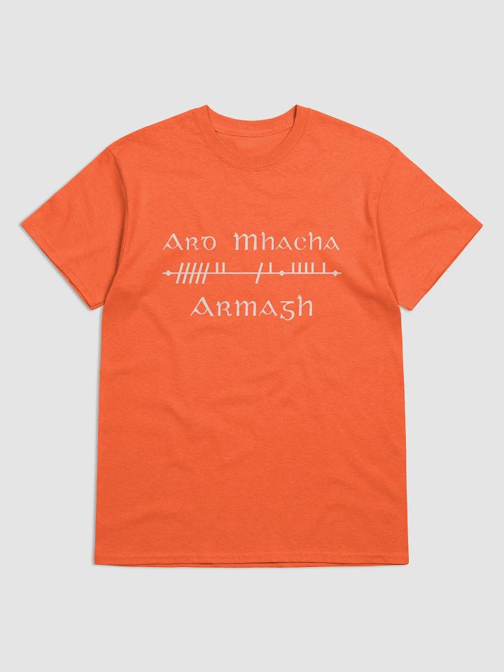 Armagh/Ard Mhacha Scholastic style Ogham Tangerine printed T-shirt product image (1)