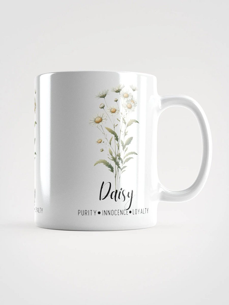 Daisy Ceramic White Mug: Purity, Innocence, Loyalty April Birth Month Flower product image (3)