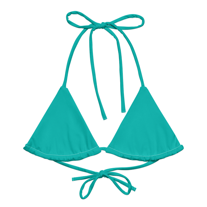 Aquamarine Blue Solid Color String Bikini Top product image (1)
