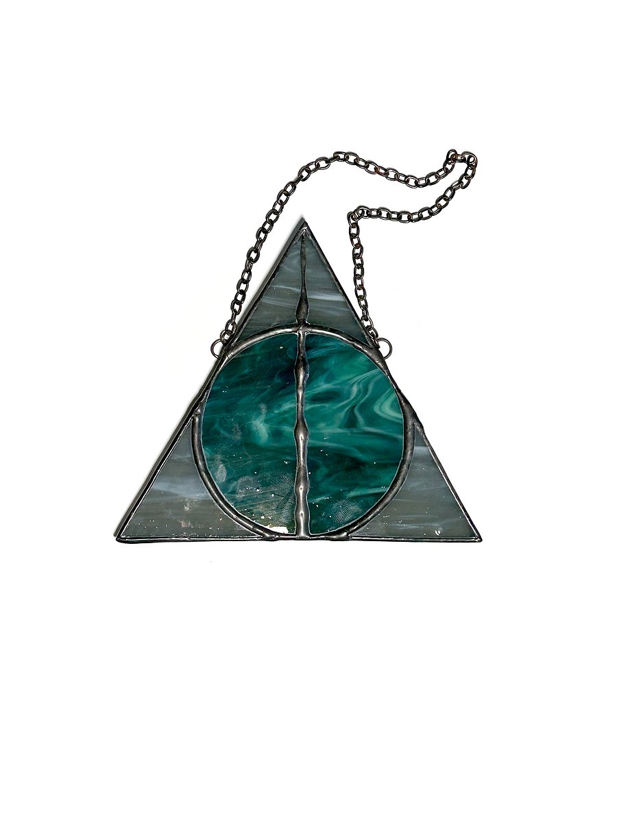 Slytherin Deathly Hallows Stained Glass Suncatcher product image (1)