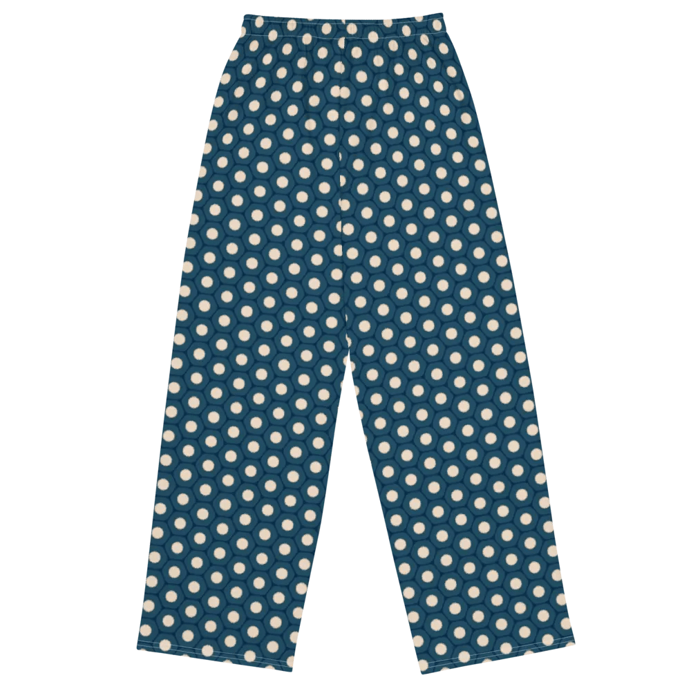 Mini Blue Pastries Topped with Whipped Cream Wide-Leg Pants product image (5)