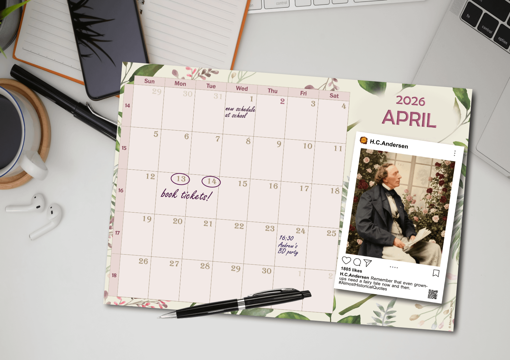 Monthly calendar 2026 (printable pdf) - Sunday start product image (2)
