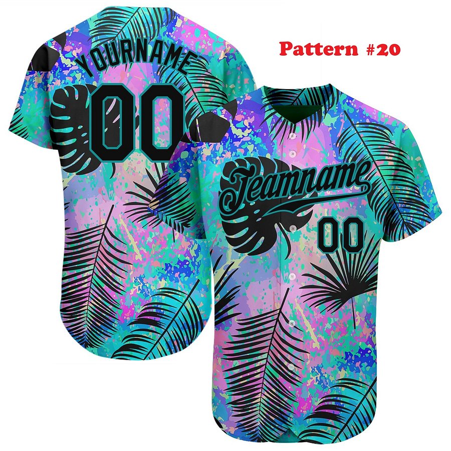 Authentic Baseball Jersey, Custom Baseball Jersey, Personalized Sport Jersey, Hawaiian Multi Colorful, Summer Palm Coconut Beach product image (189)