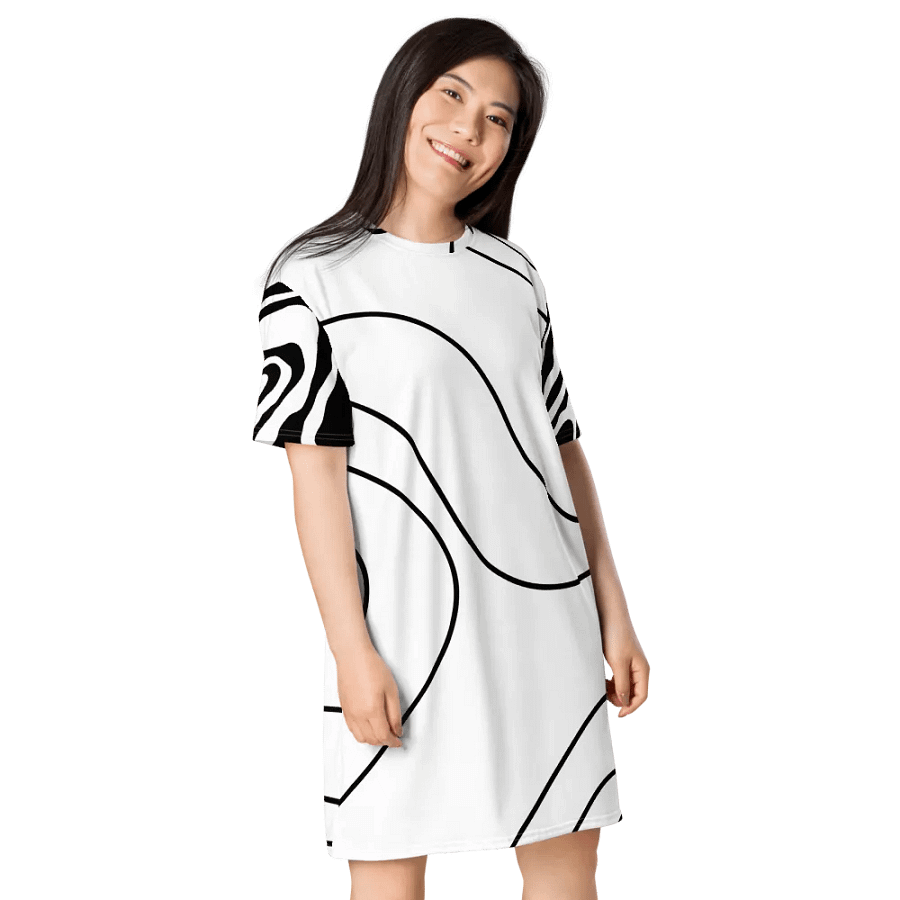 Flowing Curved Lines All-Over Print T-Shirt Dress product image (2)