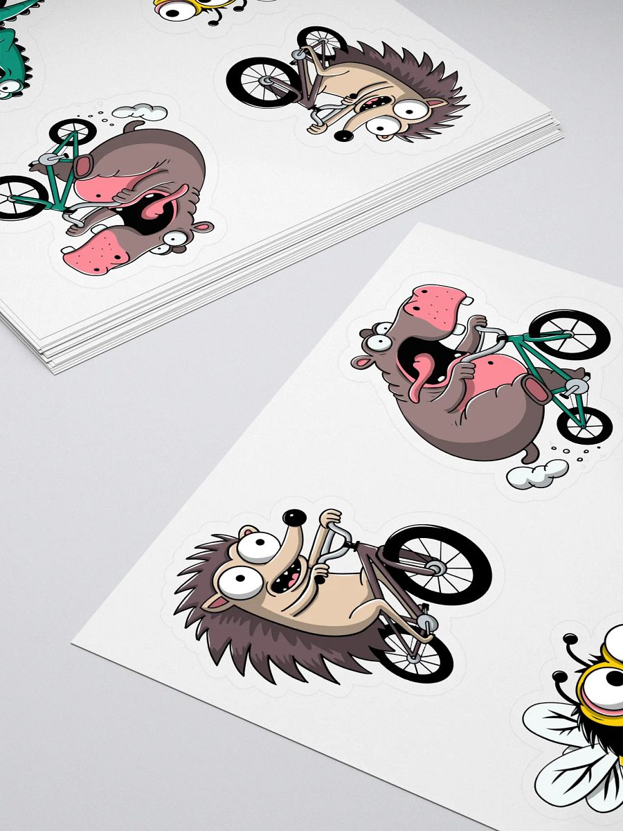 Funny Animal Bike Riders Sticker Sheet – Cute Cartoon Bee, Hippo, Hedgehog & Crocodile on Bicycles – Vinyl Stickers for Laptops, Journals, Water Bottles & More product image (4)