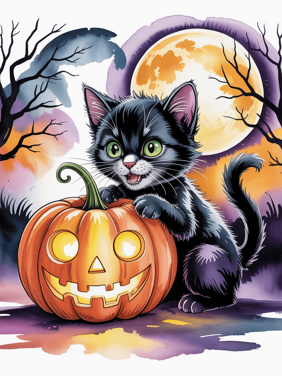 Whimsical Black Halloween Kitten product image (1)