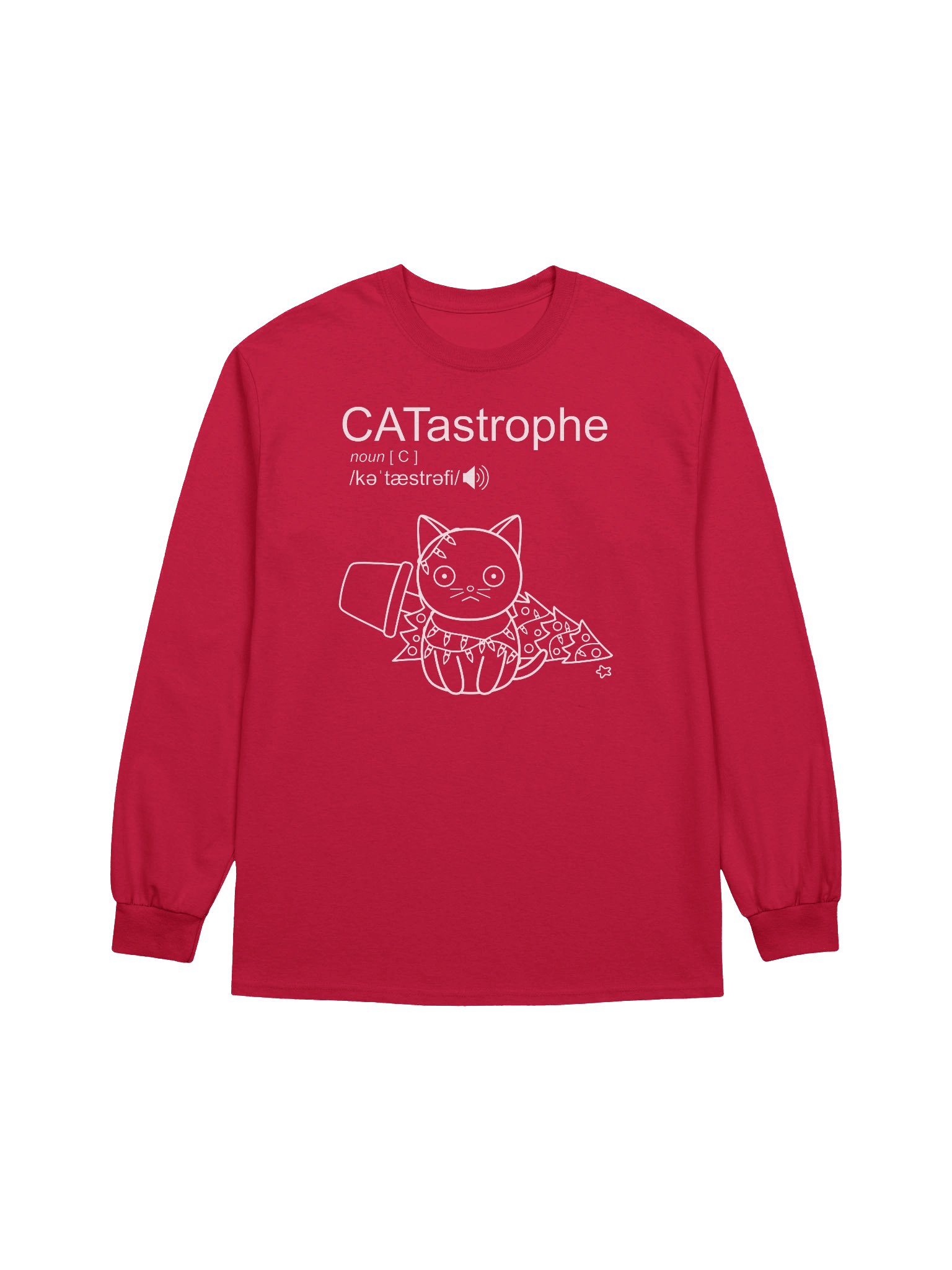 CATastrophe (Cat with Christmas Tree) - Unisex Adult Long Sleeve T-shirt product image (1)