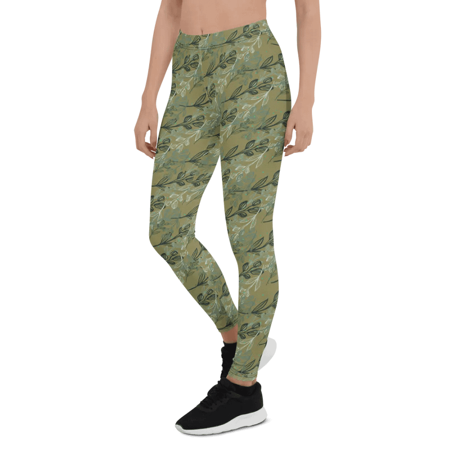 commfortable leggings in soft greens with leafy design for those thatn like nature elements. product image (4)