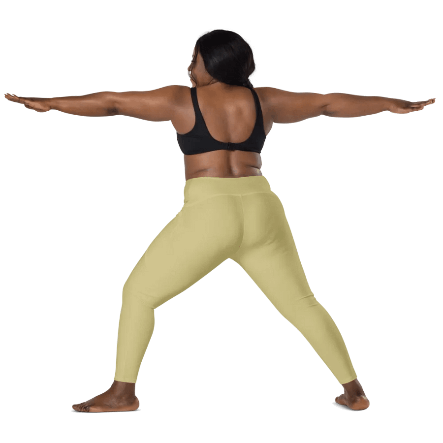 Plain Medium Yellow Soft Summer Women's High Waisted Premium Crossover Leggings with Pockets by Treasure Pie product image (12)