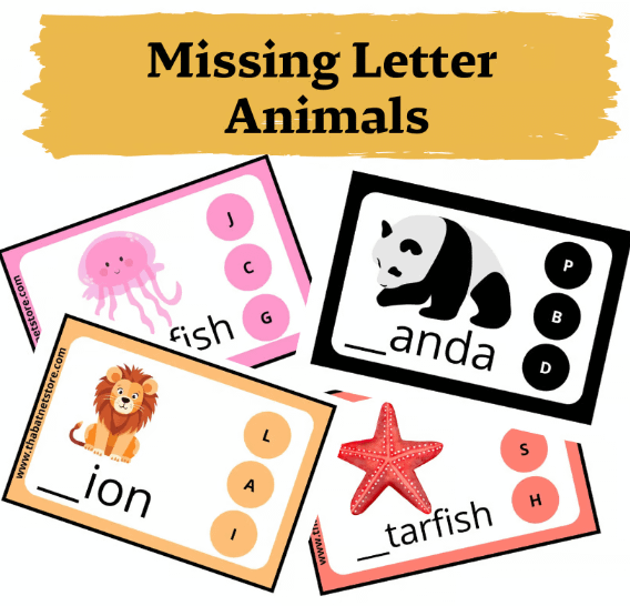 Missing Letter | Animals | 28 cards product image (2)
