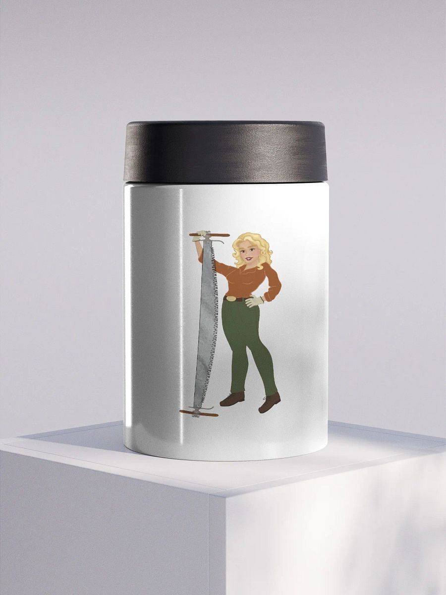 Crosscut Saw Blonde Dolly Pinup Drink Stainless Steel Koozie product image (1)