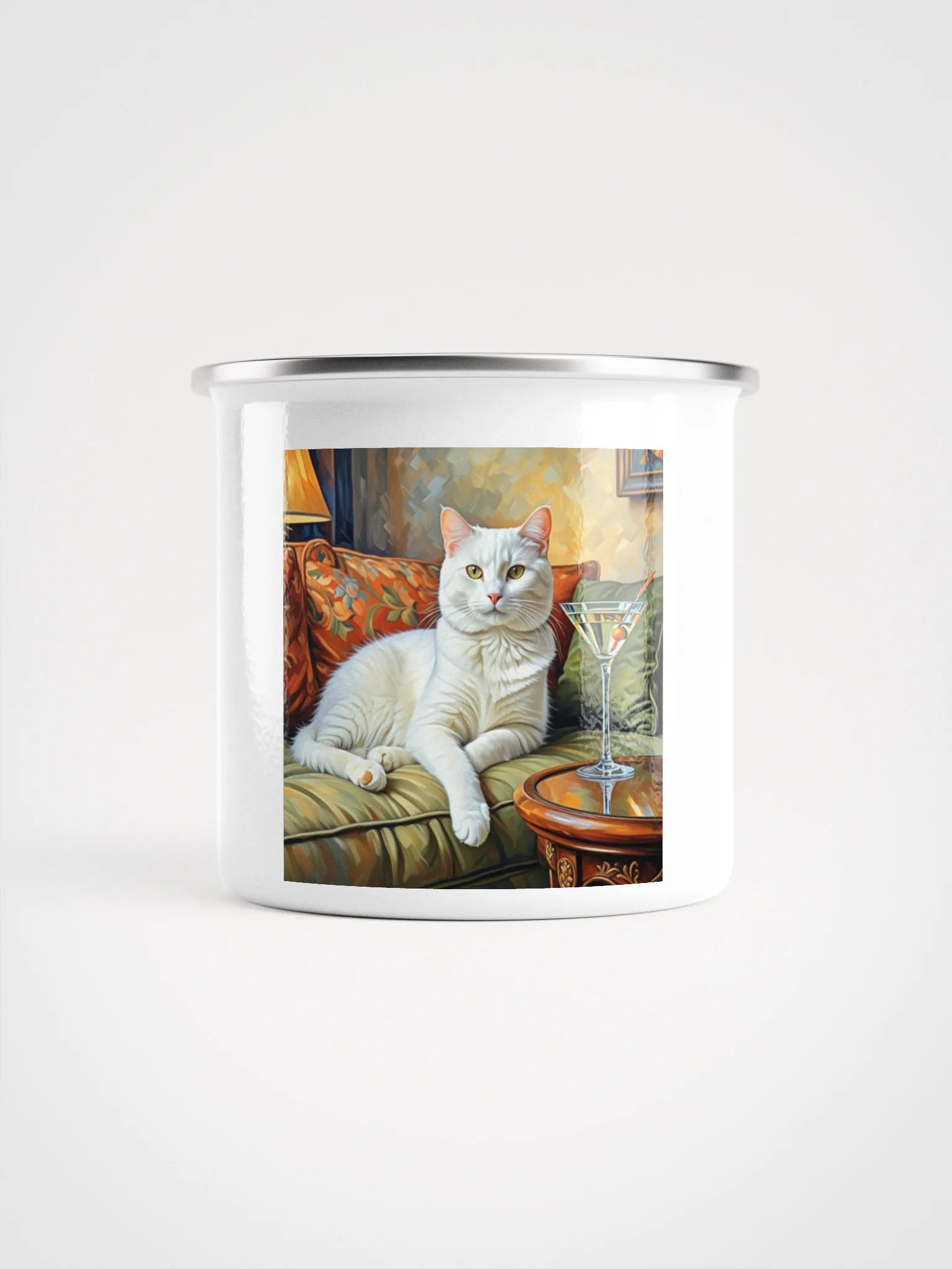 CLASSEY CAT ON COUCH NEXT TO MARTINI product image (2)