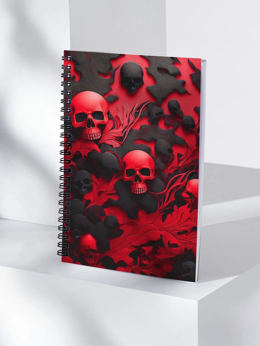 Spiral Notebook black and red skull product image (4)