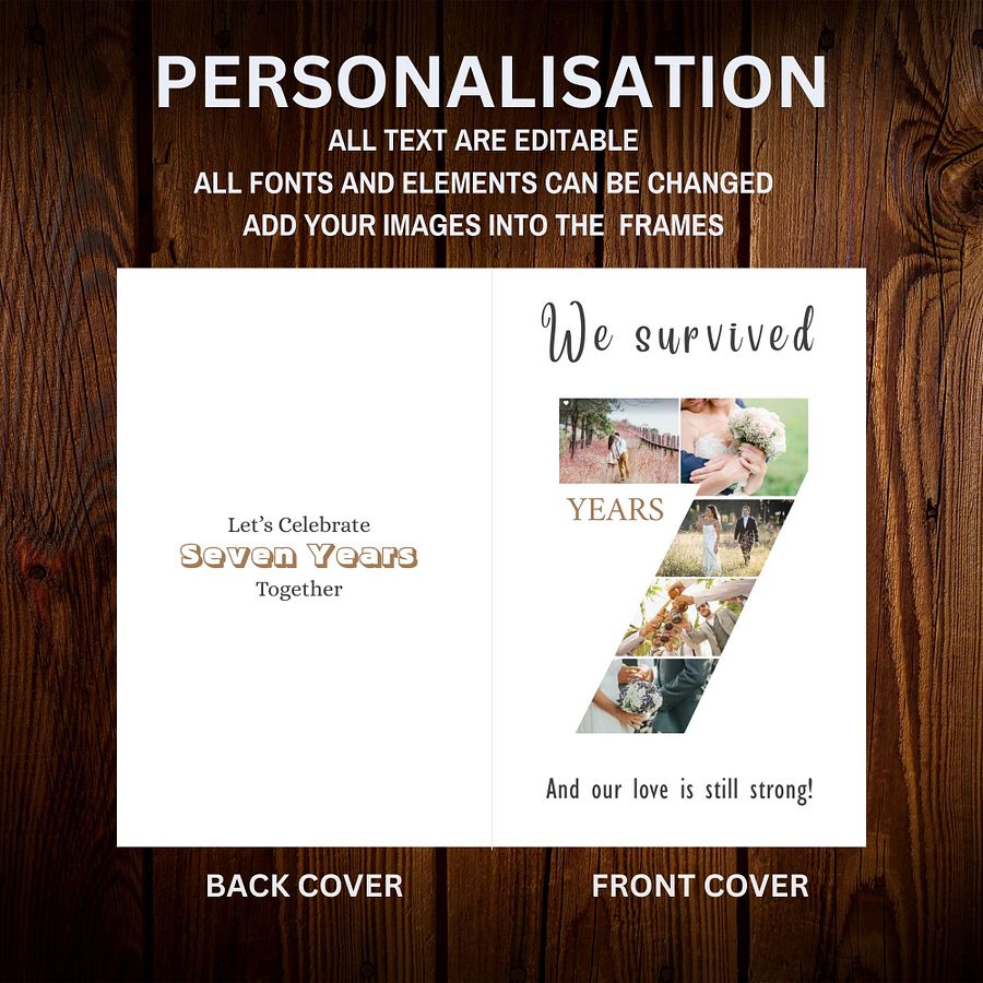 7 Year Anniversary Photo Card Editable Canva Template product image (6)