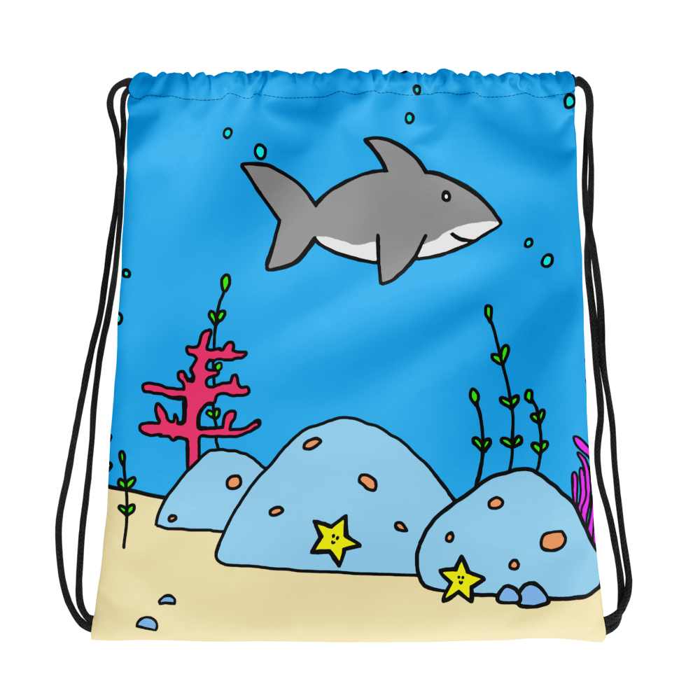 Shark in the water drawstring product image (1)
