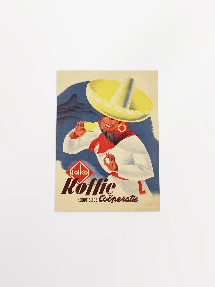 Coffee retro poster (Dutch/Holland), 1950s — coffee vintage poster, coffee print, kitchen art, retro poster, vintage art product image (11)