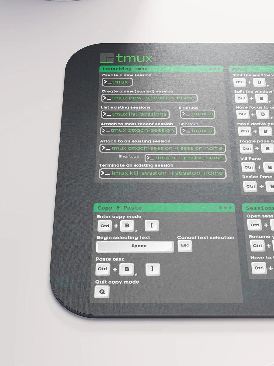 tmux Mouse Pad with Cheat Sheet product image (7)