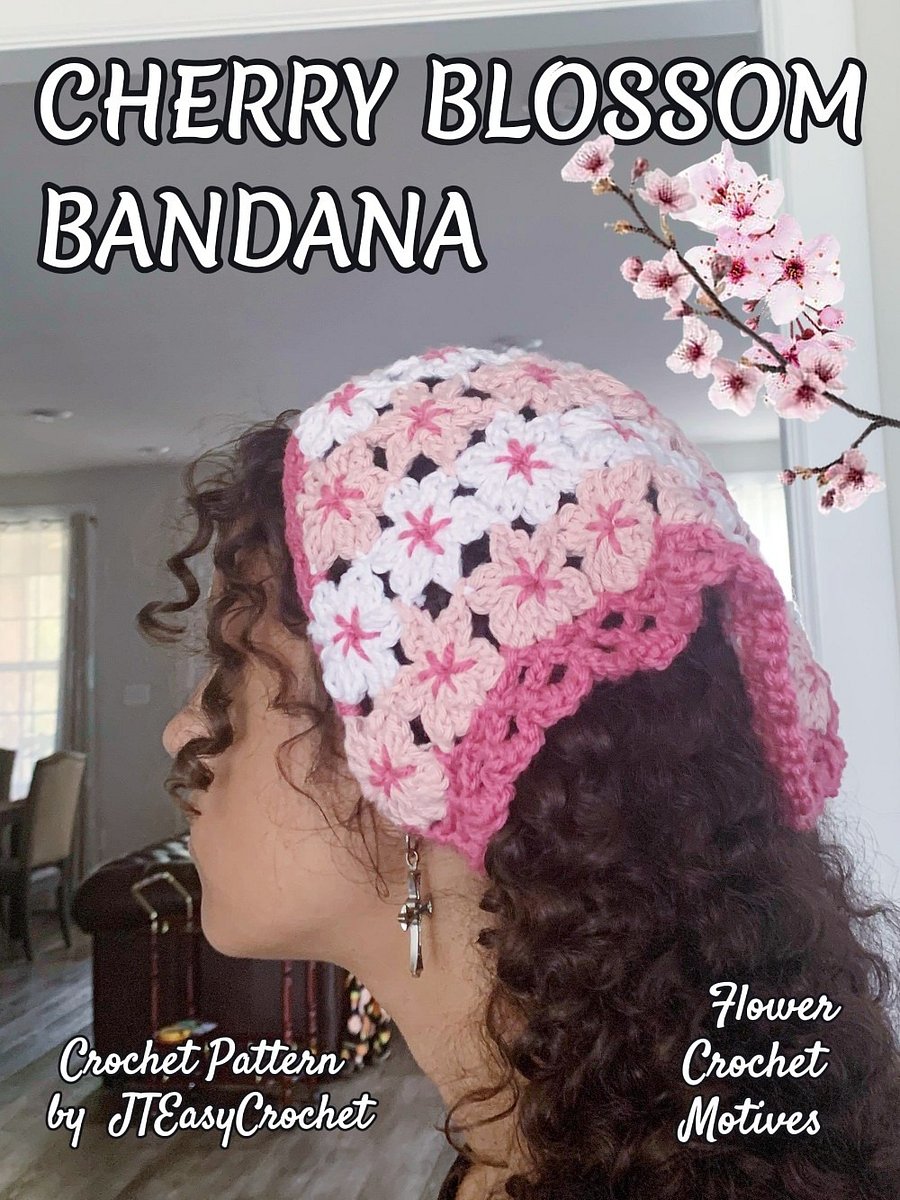Cherry Blossom Flowers Bandana Crochet Pattern product image (6)
