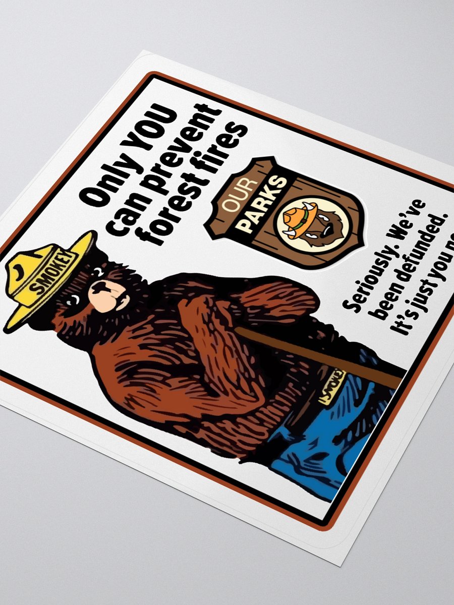We've been DEFUNDED! Smokey Our Parks Bear Sticker 3 SIZES! Alt National Parks Kiss Cut Vinyl product image (9)