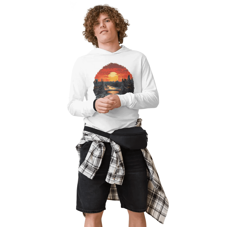 London Sunset Unisex Hooded Tee – Tower Bridge & City Lights product image (5)