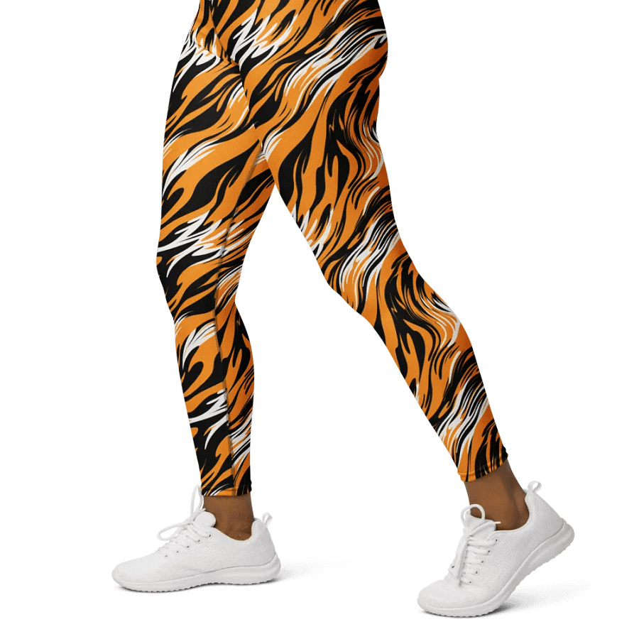 Fierce Flames Print Leggings - Bold Orange, Black & White Design product image (5)