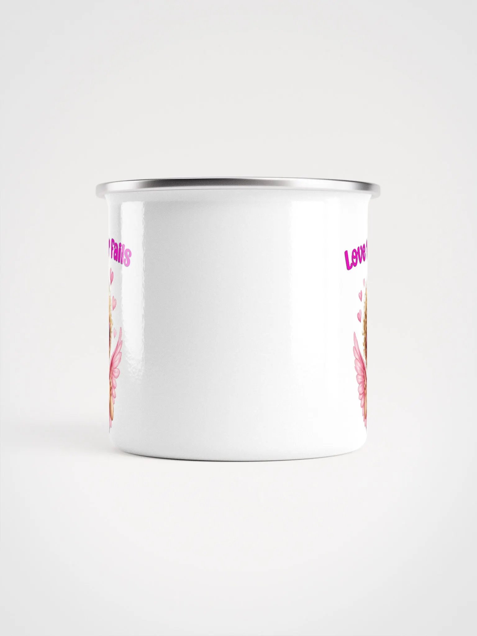 Love Never Fails Valentine Retro Cupid Valentine's Day Enamel Mug product image (5)