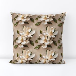 Seamless Pattern - Magnolia Pattern 2 on Beige Background product image (5)