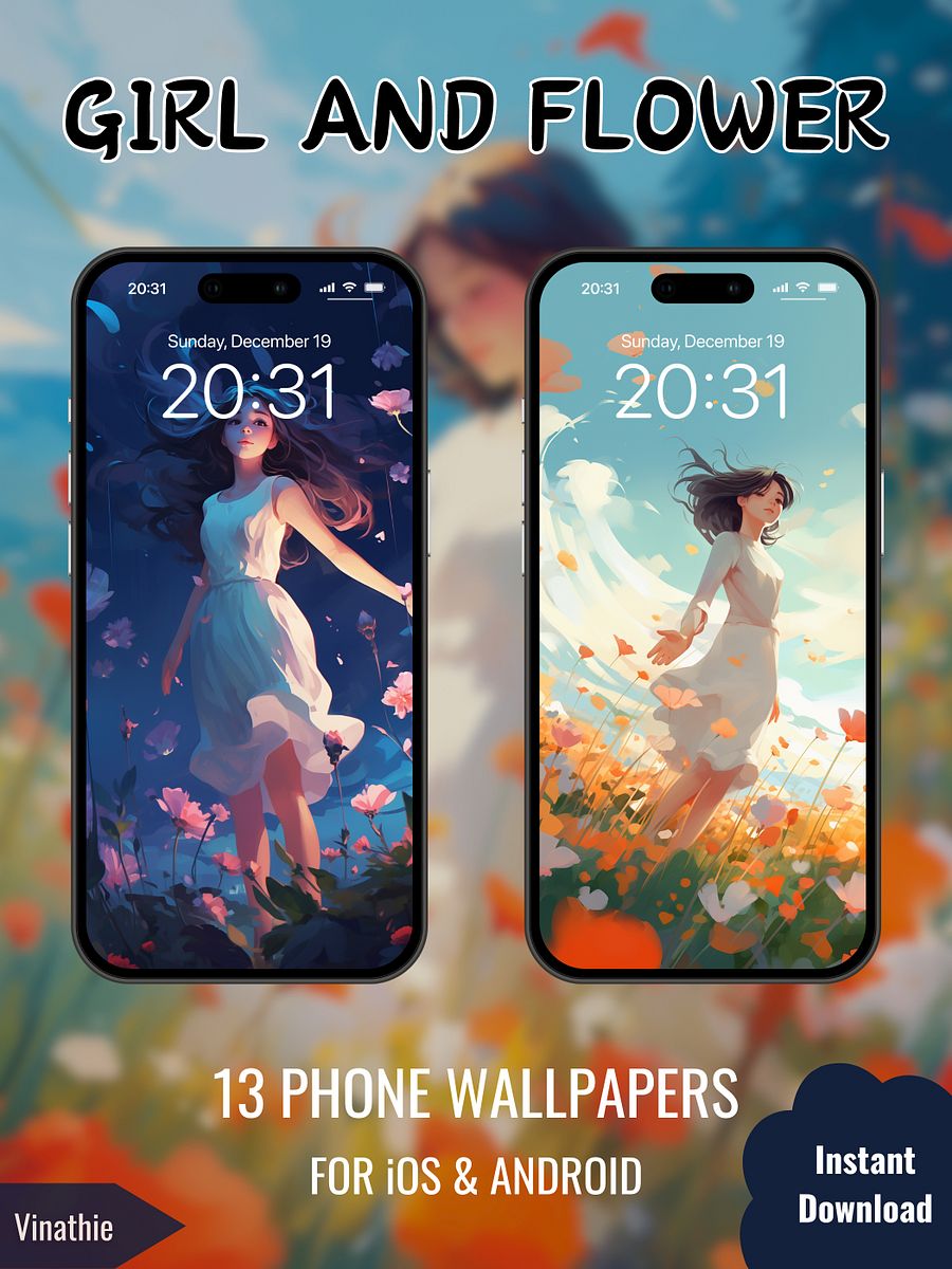 Girl And Flower | Anime Girl | Phone Wallpaper product image (5)