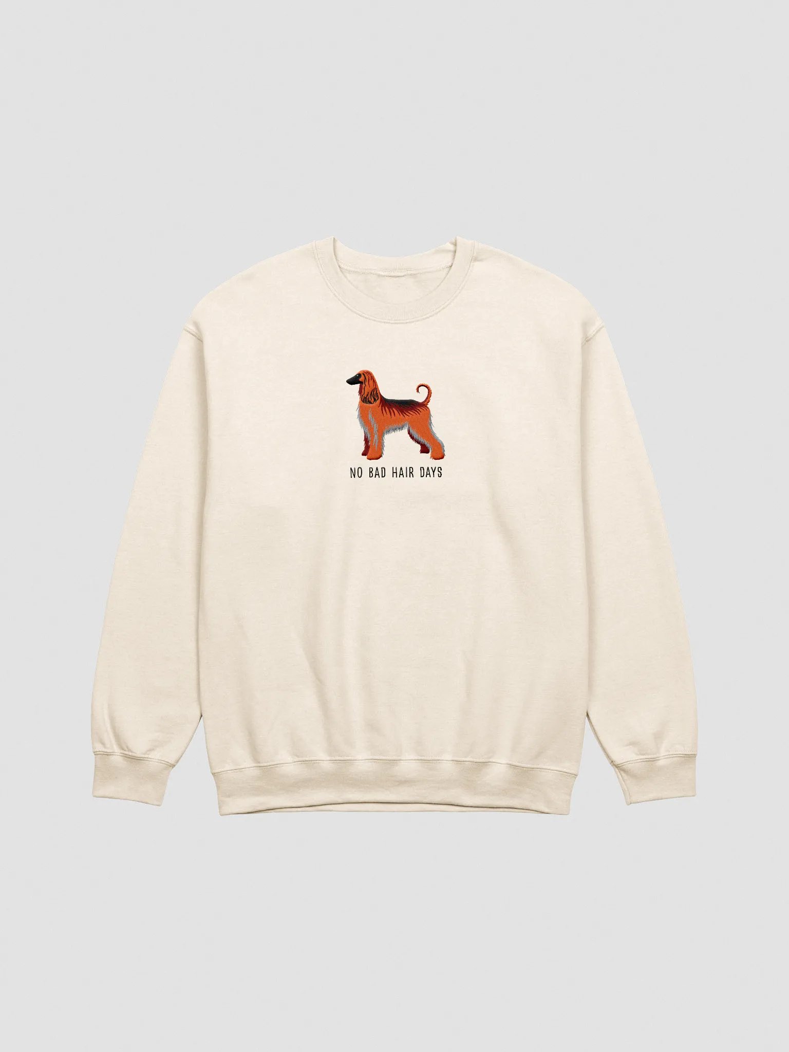 No Bad Hair Days Sweatshirt (Embroidered) of an Afghan Hound(Red) product image (3)