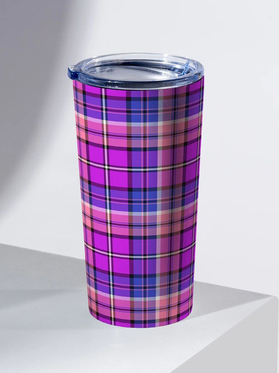 Bright Purple, Pink, and Blue Plaid Travel Tumbler product image (1)