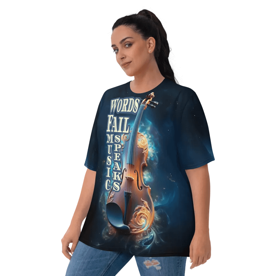 Words Fail Music Speaks All Over Print T-shirt product image (3)