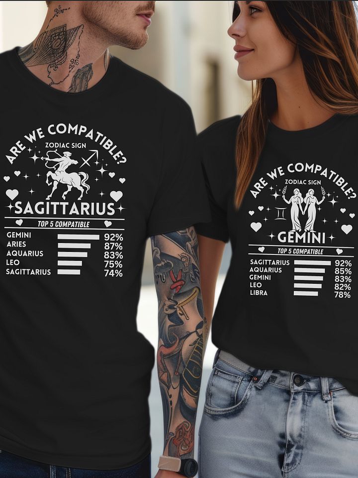 Sagittarius Zodiac Sign Romantic Compatibility T-Shirt - Dark Comfort Colors 1717 product image (2)