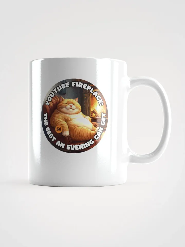 Cozy Cat - YouTube Fireplace: The Best an Evening Can Get | White Glossy Mug product image (2)