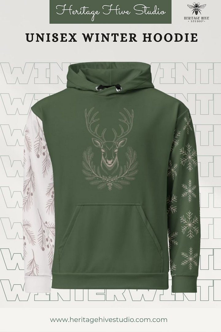 Winter Green Reindeer Hoodie | Cozy Unisex Christmas product image (1)