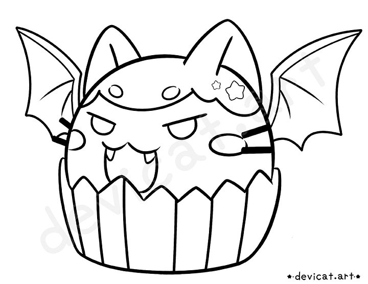 Coloring Page • CandiCat Bat CupCake • 2023 product image (1)