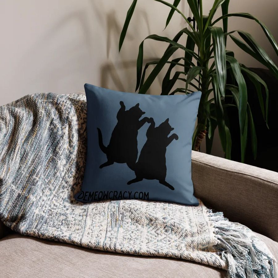 Dancing DeMeowcracy Kitties Reversible Pillow Cover - Slate Blue product image (7)