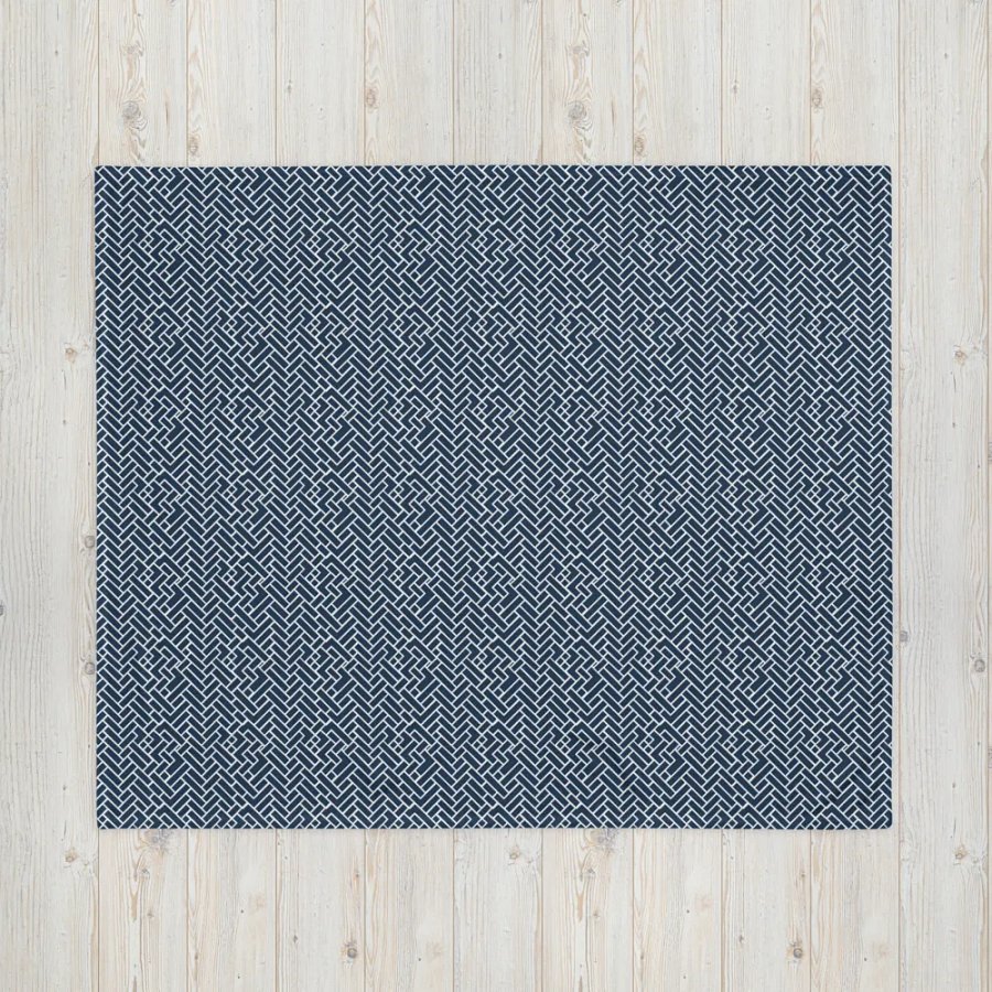 Desert Sand Blue Herringbone Throw Blanket product image (8)