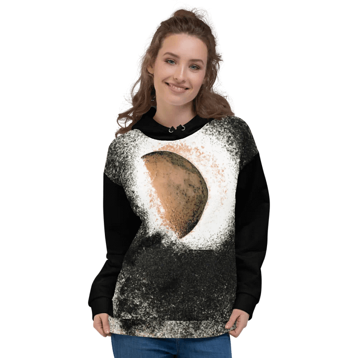 Abstract Textured Disintegrating Moon Unisex Pull Over Hoodie product image (1)