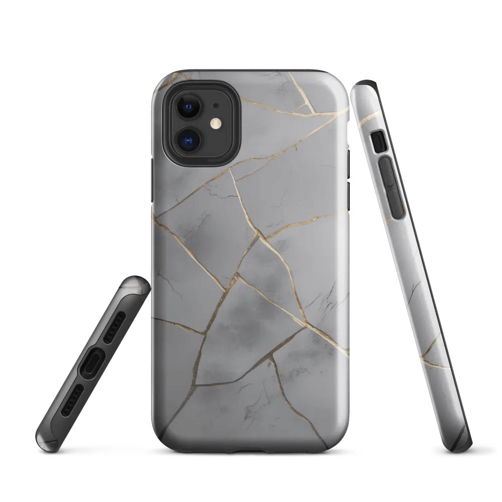 Grey & Gold Kintsugi Tough iPhone Case product image (1)