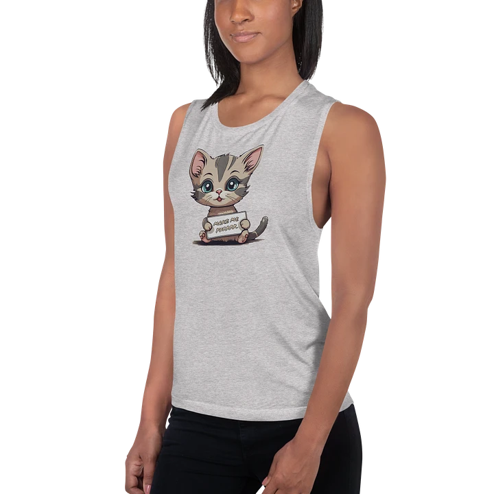 Make me Purrrr flowy muscle tank with cute flirty kitty product image (10)